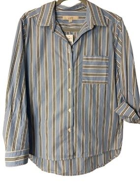 LOFT Striped Collared Button-Down, NWT size M